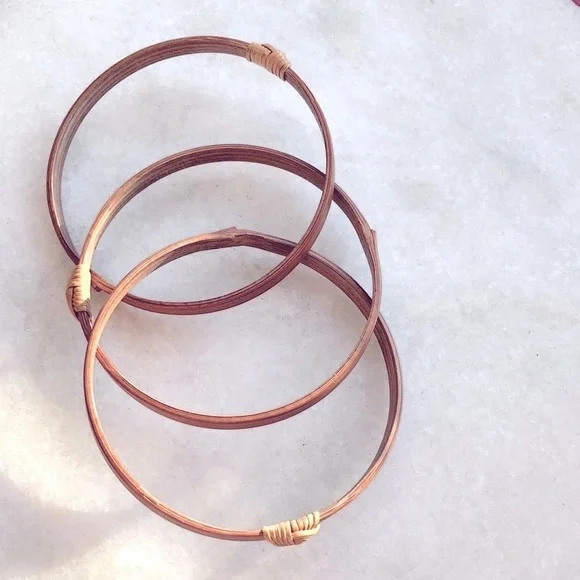 Japanese Handmade Wood Triple Bangle Bracelet Artisan Geffen Contemporary Museum